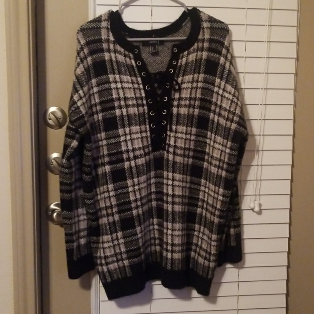 FOREVER 21| Plaid Lace Up Sweater Dress